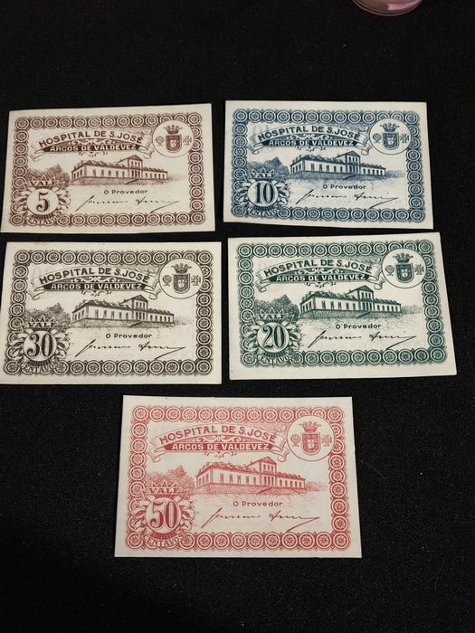 Conjunto de 5 cédulas "Hospital S. José"