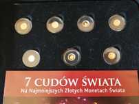 7 szt złotych monet z serii Najmniejsze Monety Świata