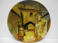 lindo prato em cerâmica pintada de Óbidos-assinado ALBINO