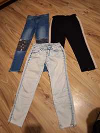Paka spodni 134 spodnie 3 pary dla dziewczynki dżins legi
