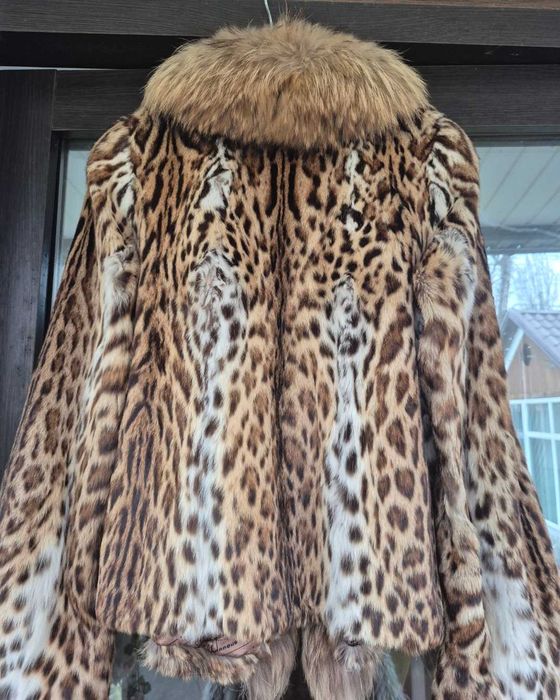 Шуба автоледі оцелот,рись оверсайз,не норка