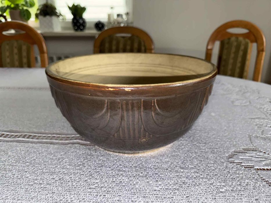 Makutra ceramiczna kamionkowa BOCHNIA 5 litrów FNK Duża miska misa PRL