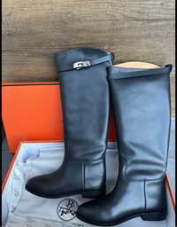 Сапоги ботинки черные женские оригинал бренд Hermes Эрме 37-38