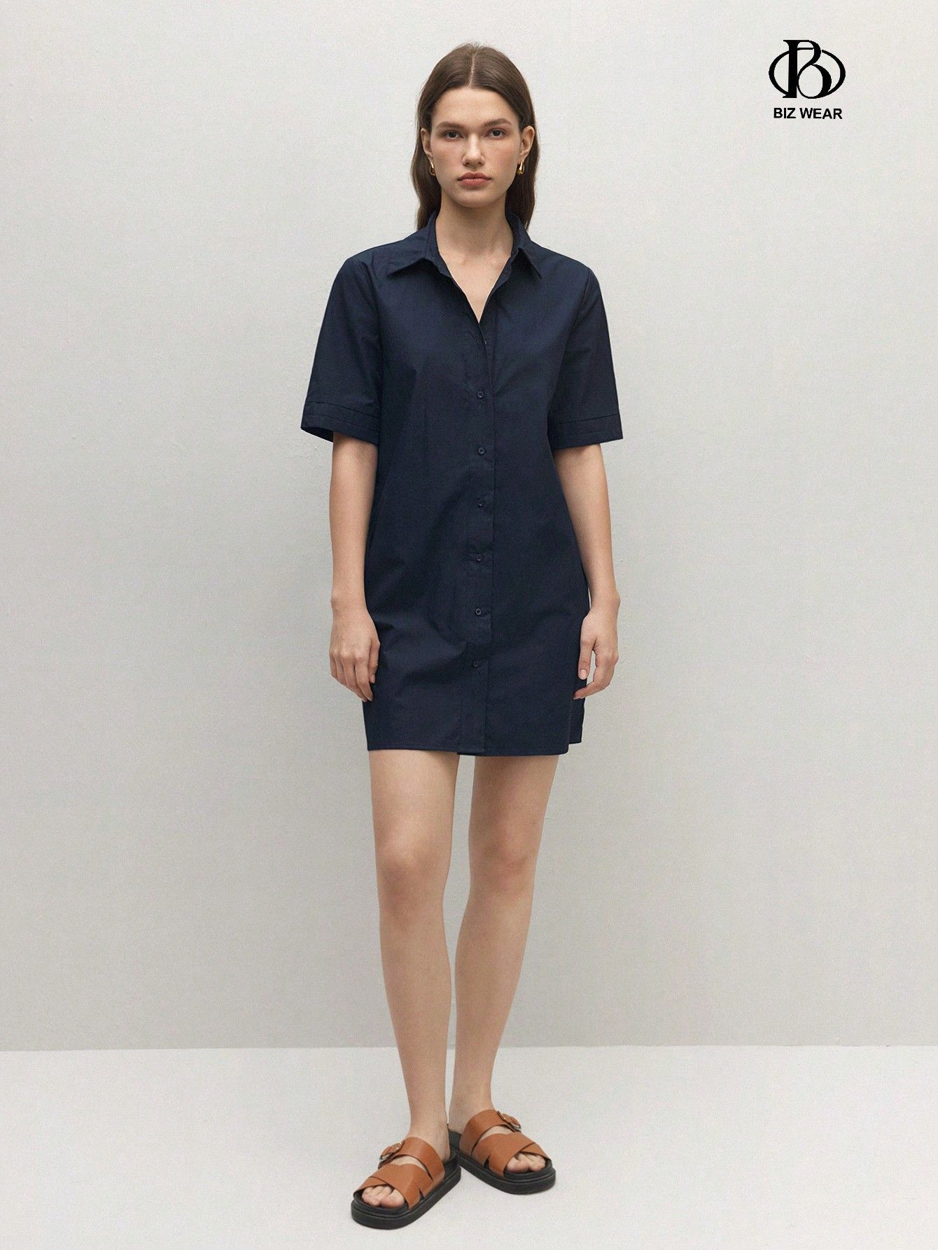 Sukienka Koszulowa Bawełniana Granatowa Mini Casual Shein M 38