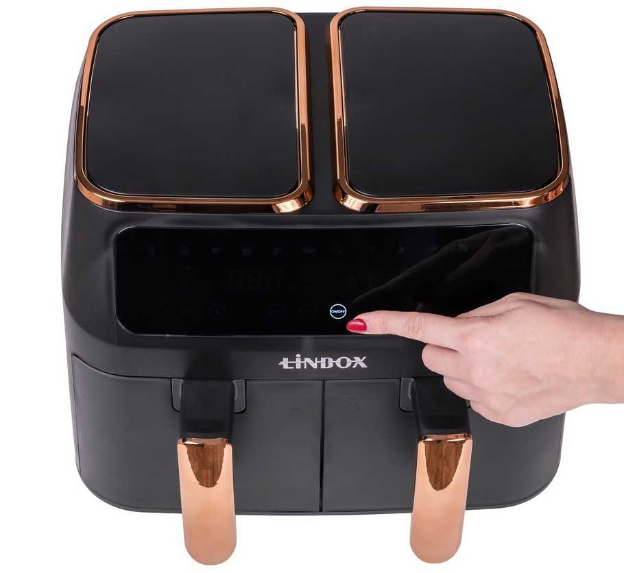 Frytkownica 2x4L / 2500W beztłuszczowa LINBOX Air Fryer  CZARNA