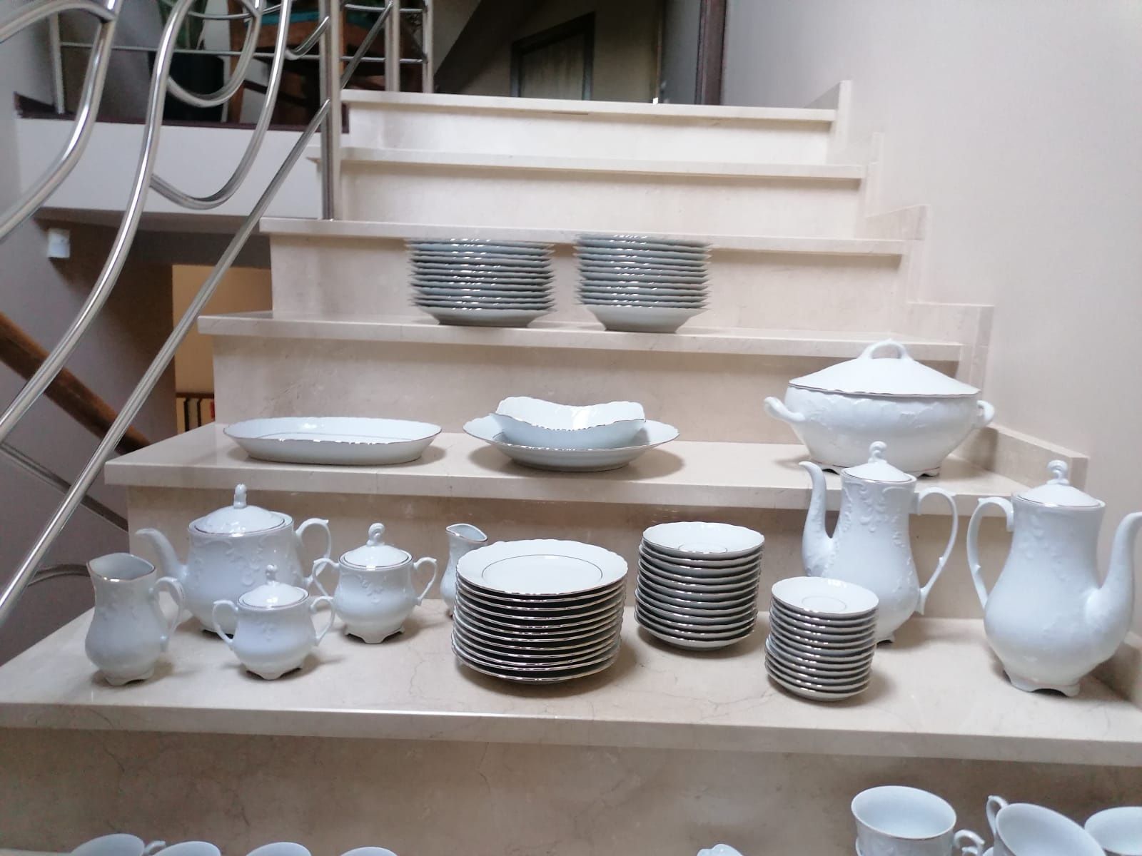 Komplet porcelany 128 elementów CMIELÓW ROKOKO ZŁOCONY