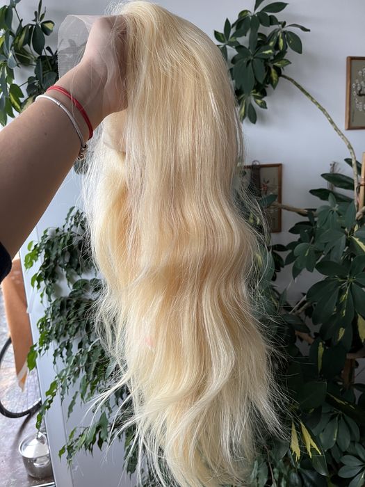 Wyjatkowa peruka bardzo dluga jasny blond wlosy naturalne PREMIUM