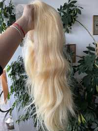 Wyjatkowa peruka bardzo dluga jasny blond wlosy naturalne PREMIUM