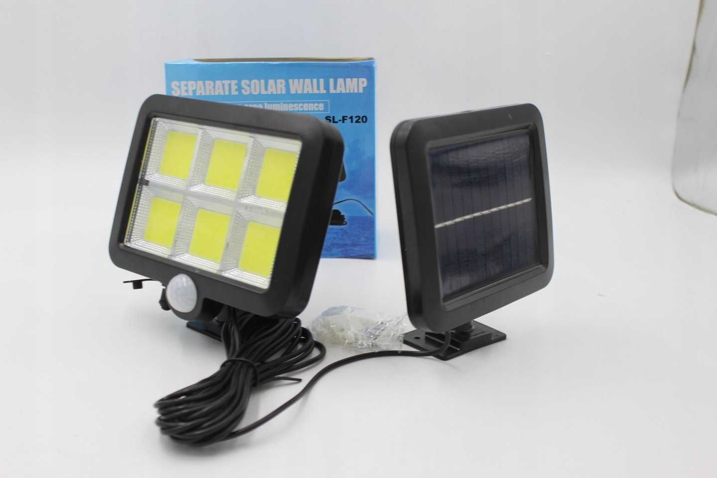 Lampa solarna z panelem z czujnikiem ruchu zmierzchu 120led z pilotem