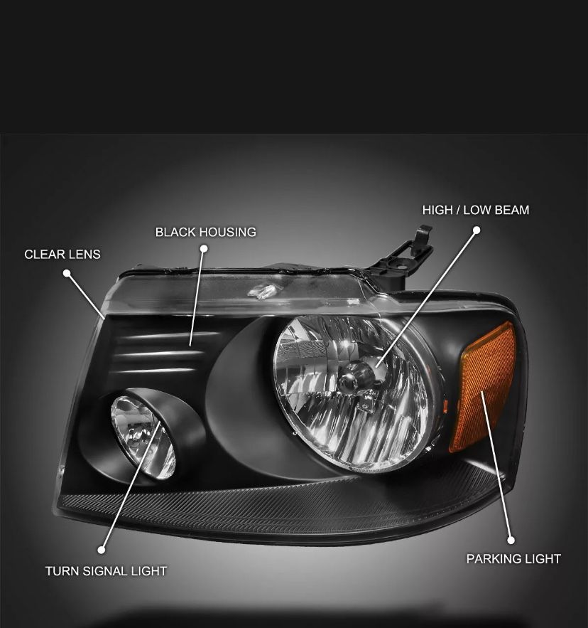 Ford f150 04- lampy przednie ciemny srodke wzor Harley .komplet