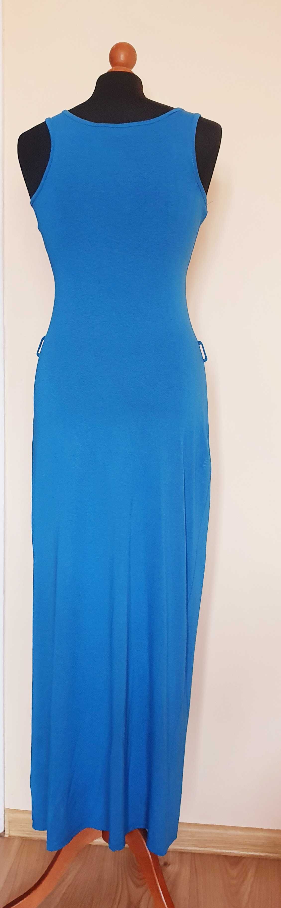 Select świetna niebieska sukienka maxi bokserka s