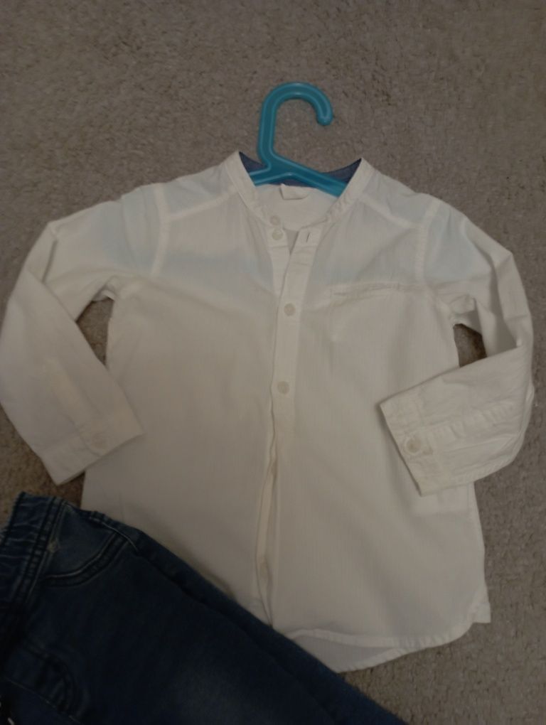Zestaw Koszula z stójka 92 Hm oraz spodnie jeans3y 92