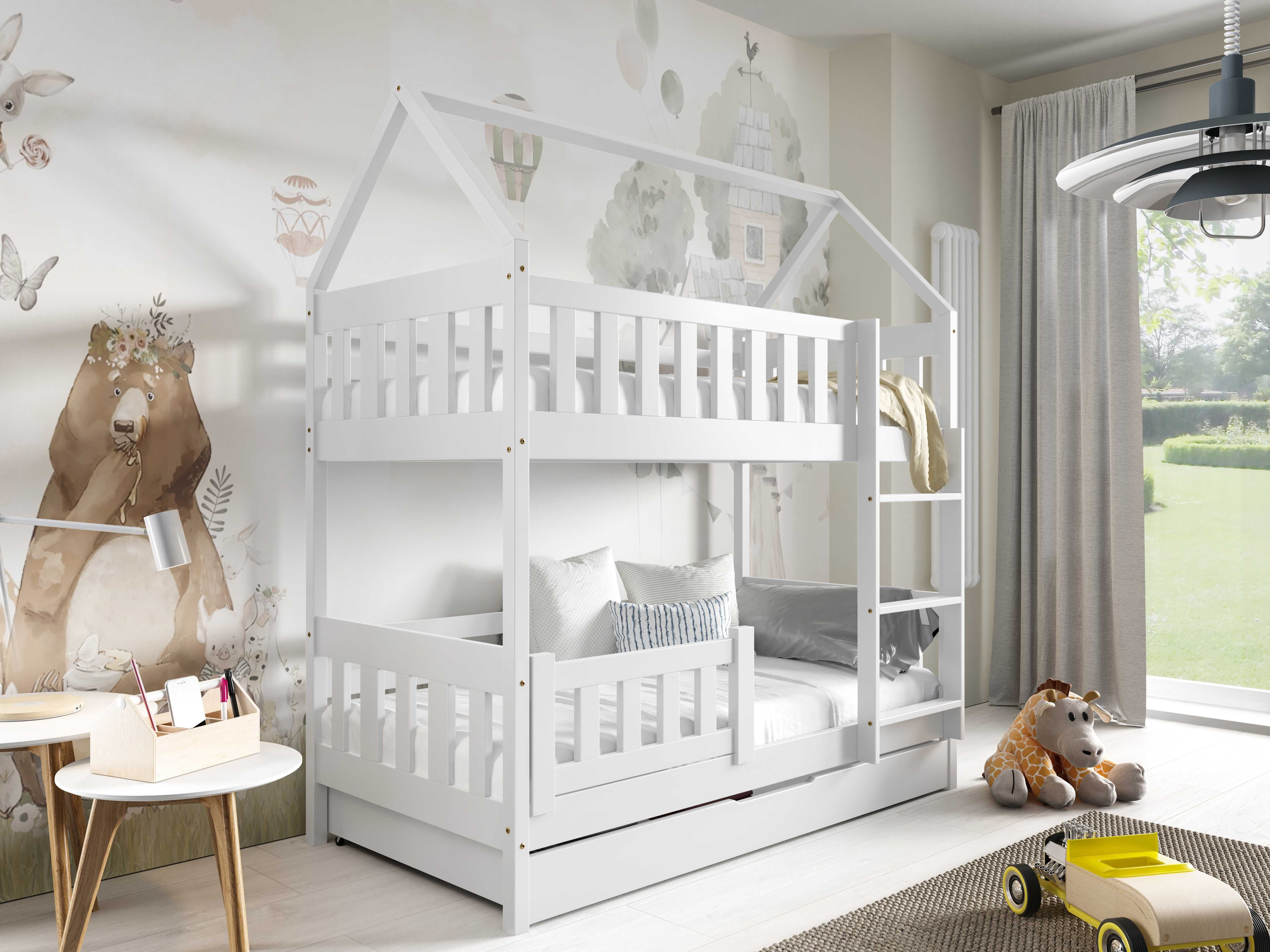 Łóżko dla 2 dzieci sosnowe piętrowe ZUZIA - MATERACE PIANKOWE GRATIS