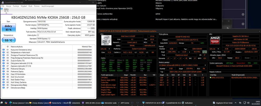 Gamingowy Win11 i3 10gen 4.3GHz turbo 8GB RAM RX580 8GB;256NVMe klaw+M