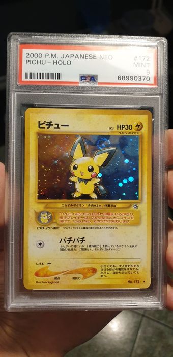 Kolekcjonerska PSA 9 Pichu Holo (N1) Neo JAP