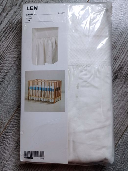 Falbanka, spódnica LEN do łóżeczka dziecięcego IKEA