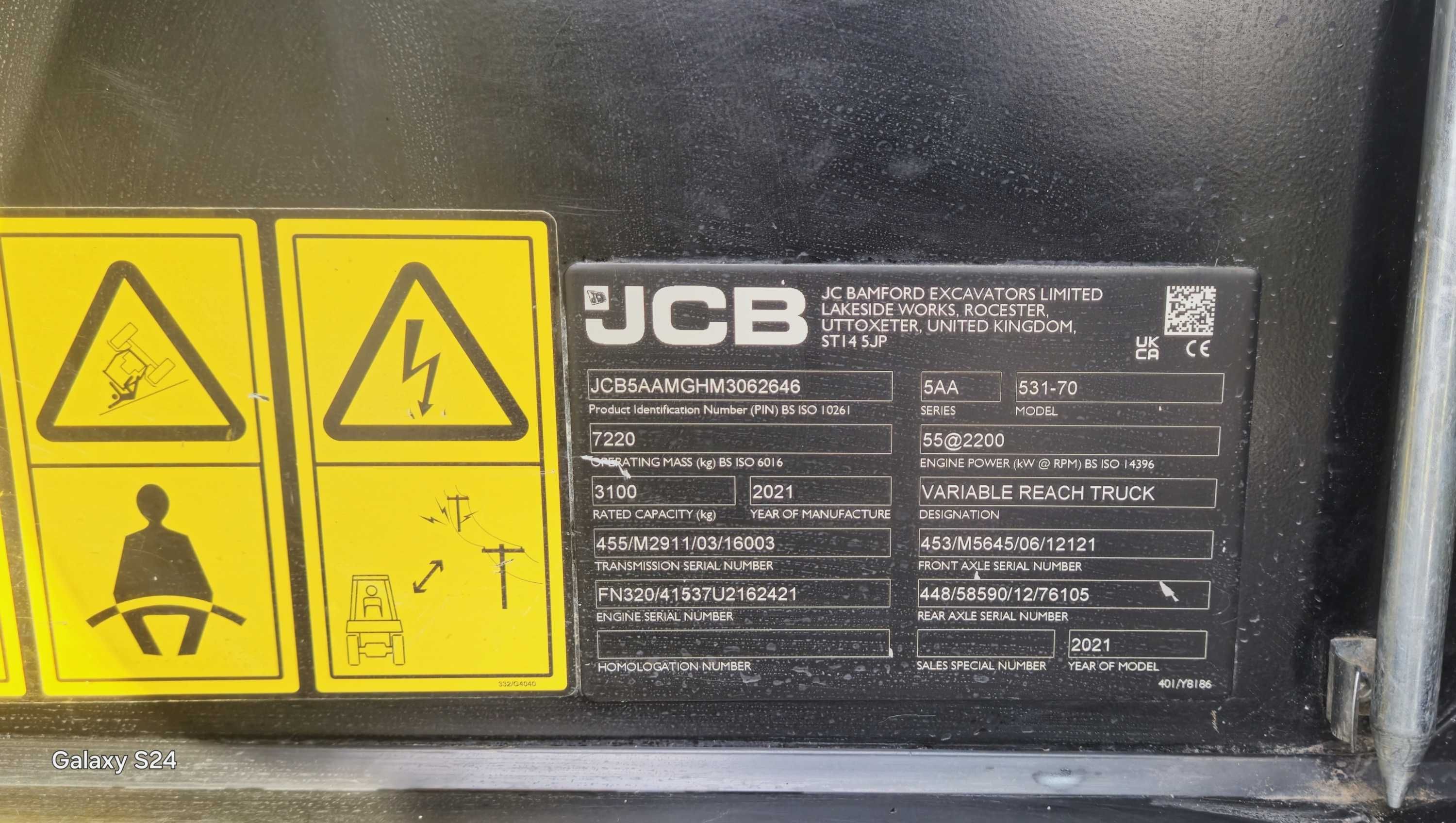 Ładowarka JCB 531-70 (prod.2021), serwisowana w JCB