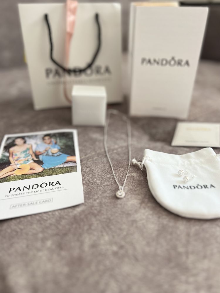 Pandora срібна підвіска та сережки