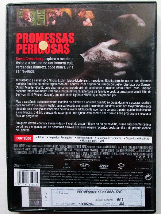 DVD - Promessas Perigosas, de David Cronenberg, com Naomi Watts