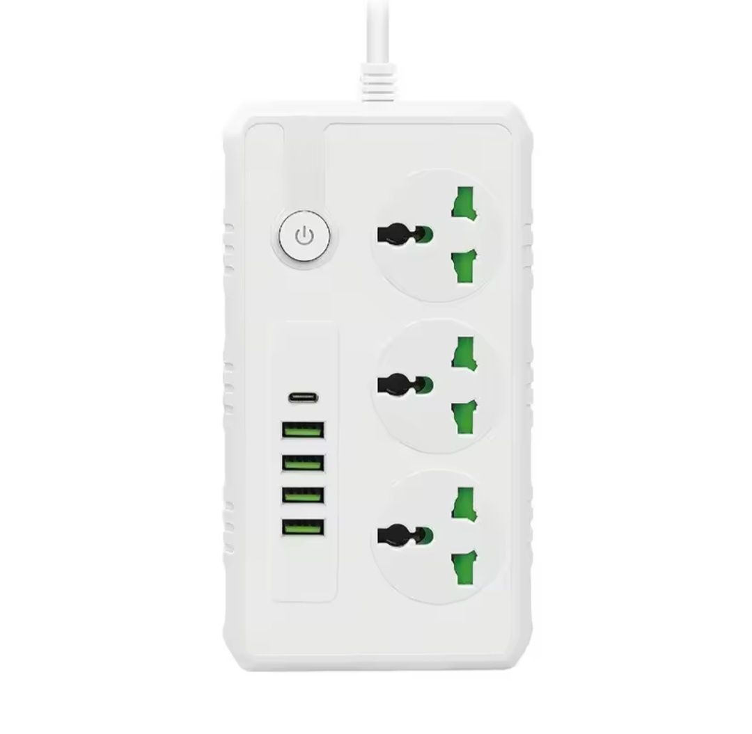 Подовжувач з розетками, USB та Type-C-адаптером 2м