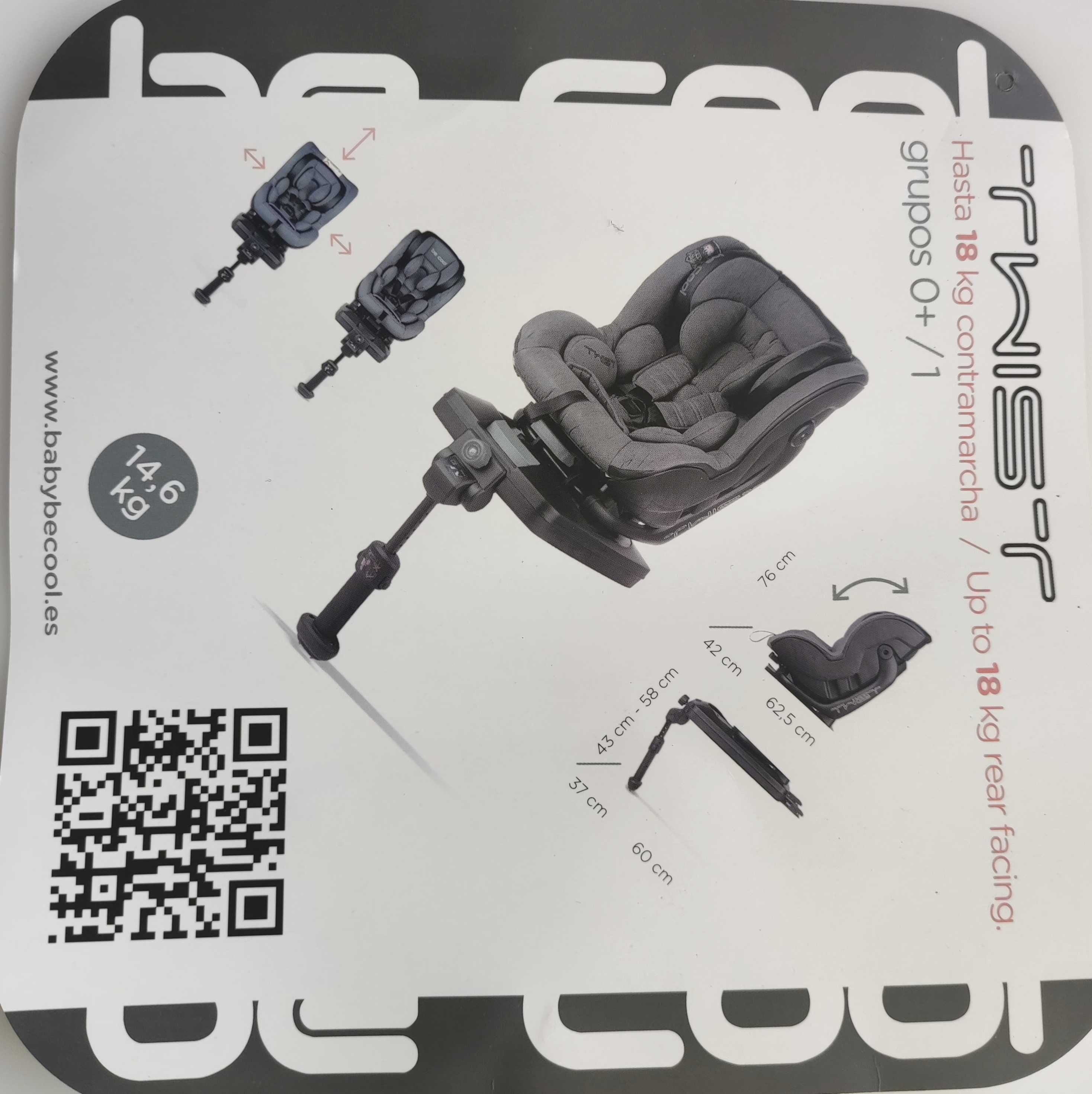 Cadeira auto Be Cool TWIST - Isofix Grupo 0/1