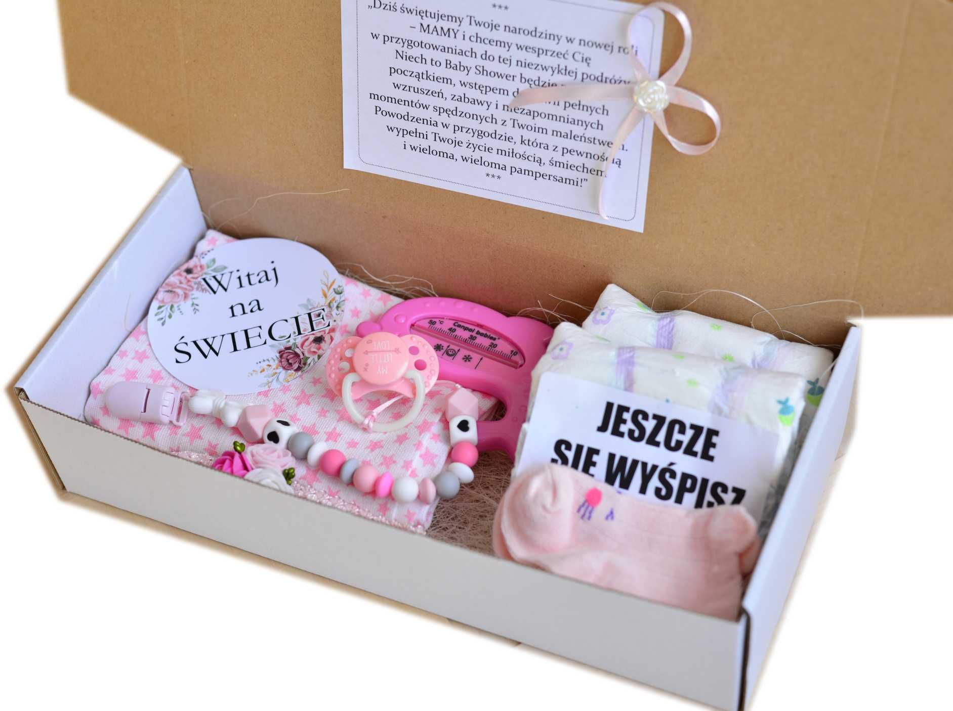 Dopracowany BOX Prezent na Baby Shower. Elegancki Zestaw