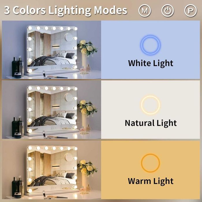 Lustro do makijażu z oświetleniem dotykowe sterowanie 40x50