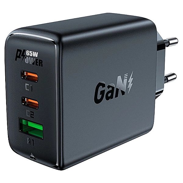 Acefast szybka ładowarka sieciowa GaN (2x USB-C / USB-A) PPS / PD / QC