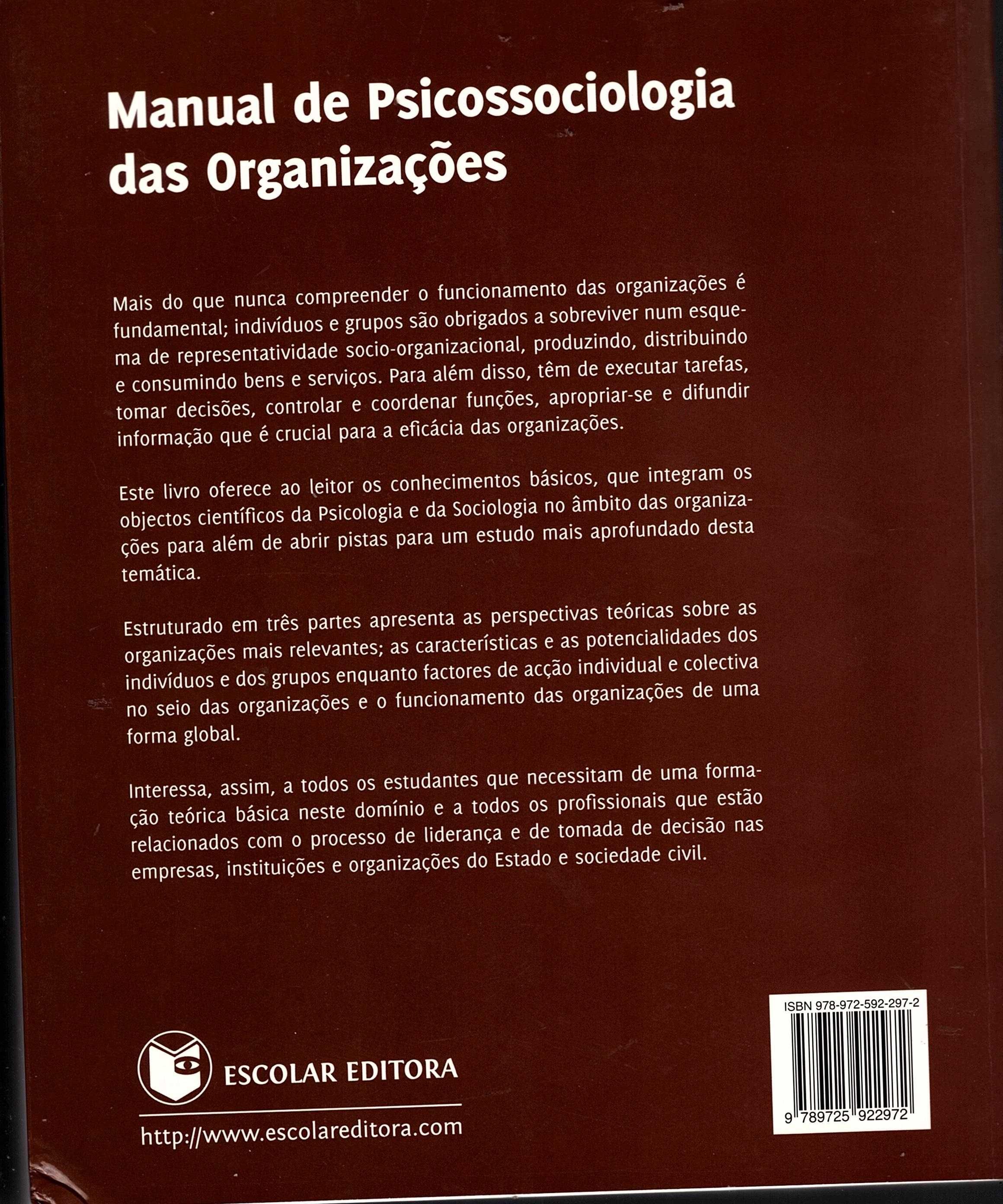 Manual de psicossociologia das organizações, Neves, Caetano e Ferreira