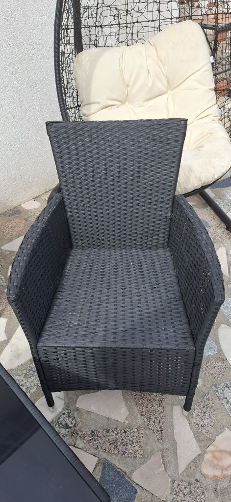 Conjunto de mobiliário de jardim Firenze 4 lugares Preto
