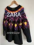 Zara wzorzysty sweter oversize miesisty L XL
