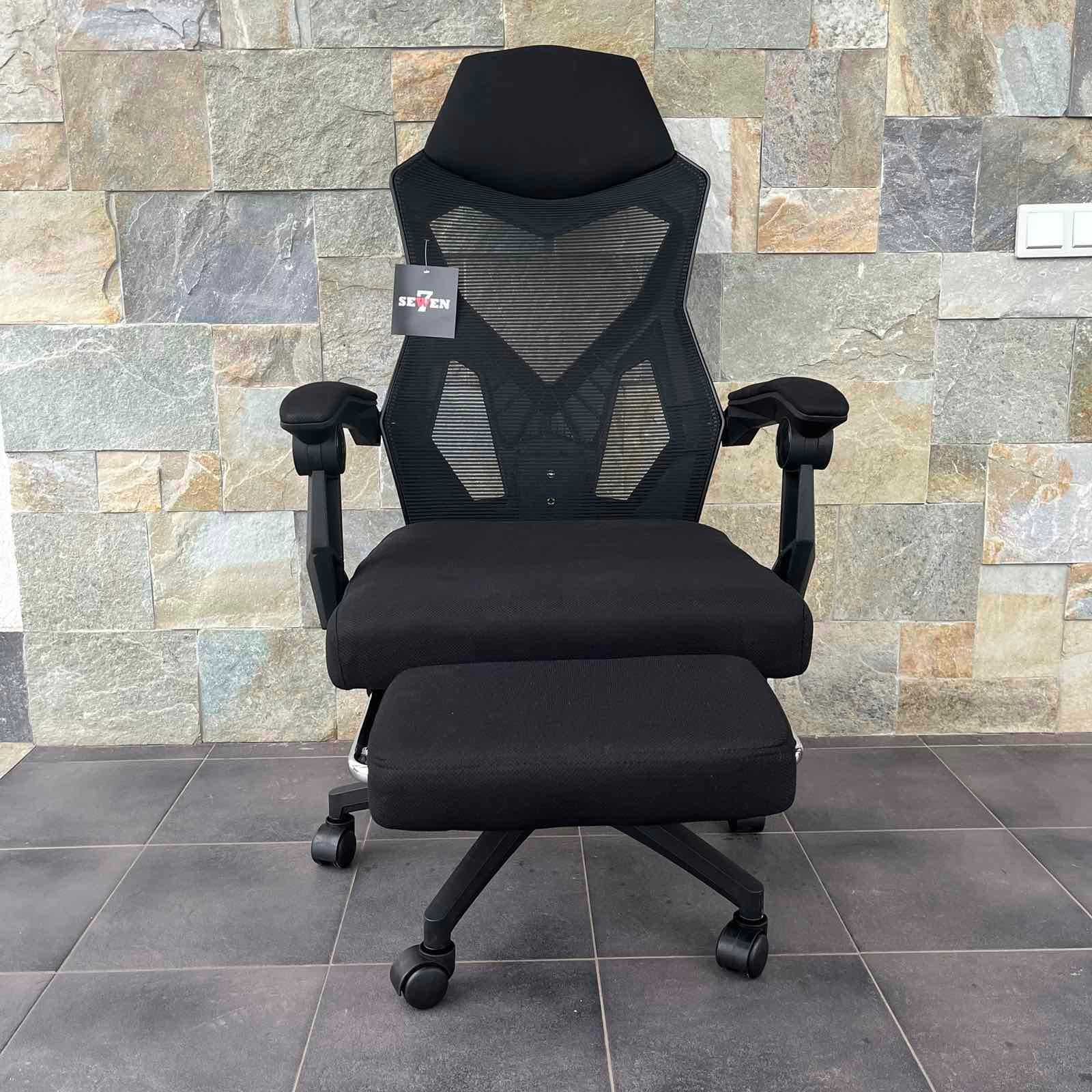 Офісне крісло ТКАНИНА Компютерне крісло ЧОРНЕ і БІЛЕ офисное кресло