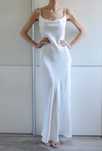 Zara długa biała satynowa sukienka maxi slip dress old money 36 S