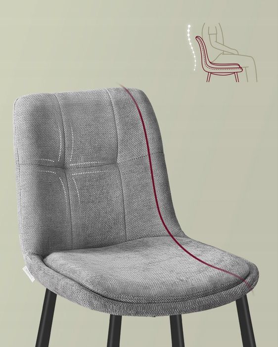 Zestaw 2 Krzeseł Do Jadalni Vasagle Szare Kdc151G01 Powystawowy