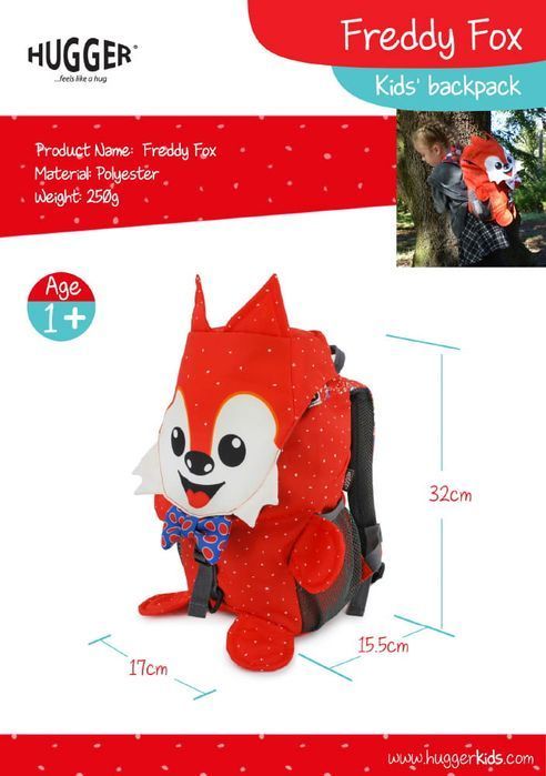 Plecak na wakacje dla przedszkolaka lis, Hugger, 1-4+ lat