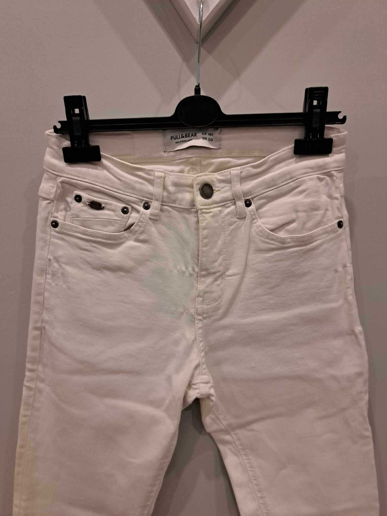 Spodnie jeans białe roz. 36, super skinny fit, wysoki stan, kieszenie