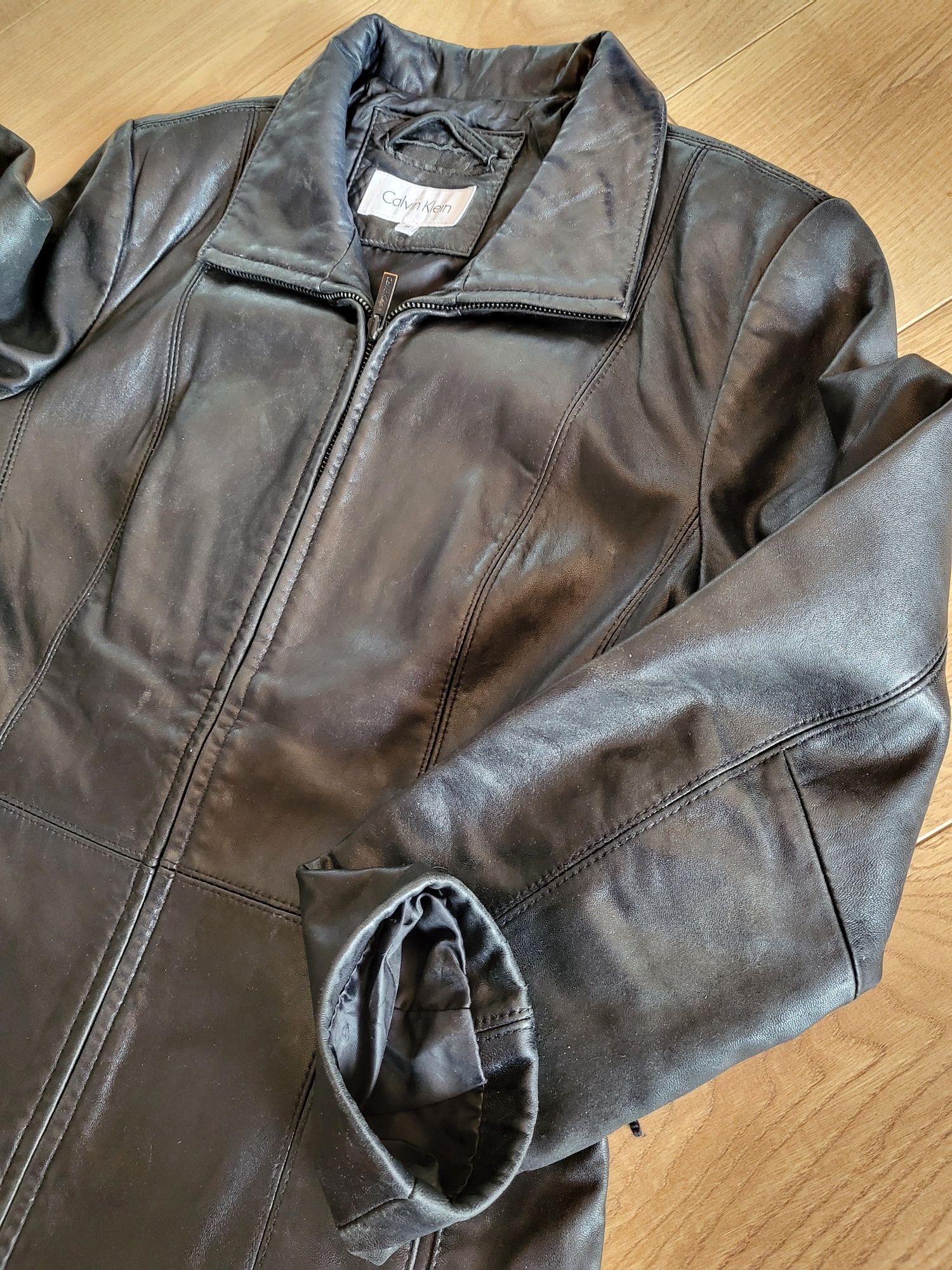 Kurtka Calvin Klein rozm M skóra czarna na jesień wiosnę elegancka