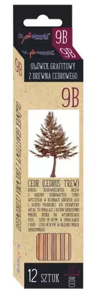 Ołówek sześciokątny cedrowy 9B. St. Majewski