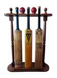 Antigo Set de Cricket - 3 bastões com suporte e bolas em couro