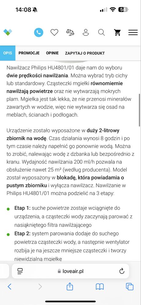 Nawilzacz ewaporacyjny Philips +nowy filtr