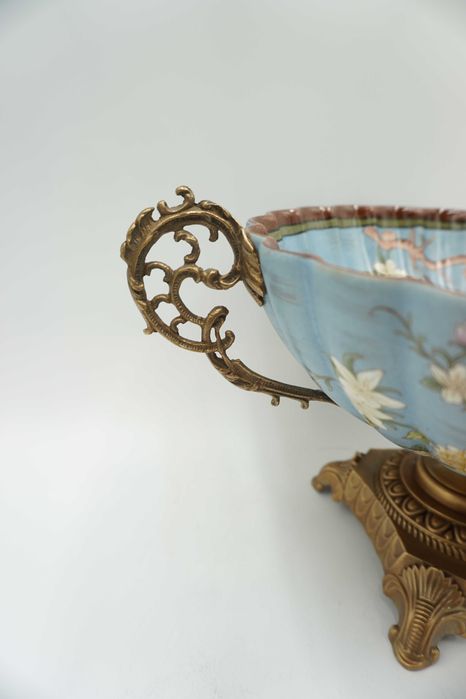 PATERKA porcelana z brązem-ptaszki z kwiatkami