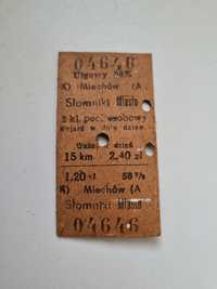 Stary bilet kolejowy 1960