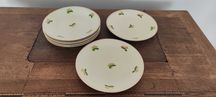 Porcelana Lubiana, lata 60,komplet 6 talerzy deserowych, kolor zielony