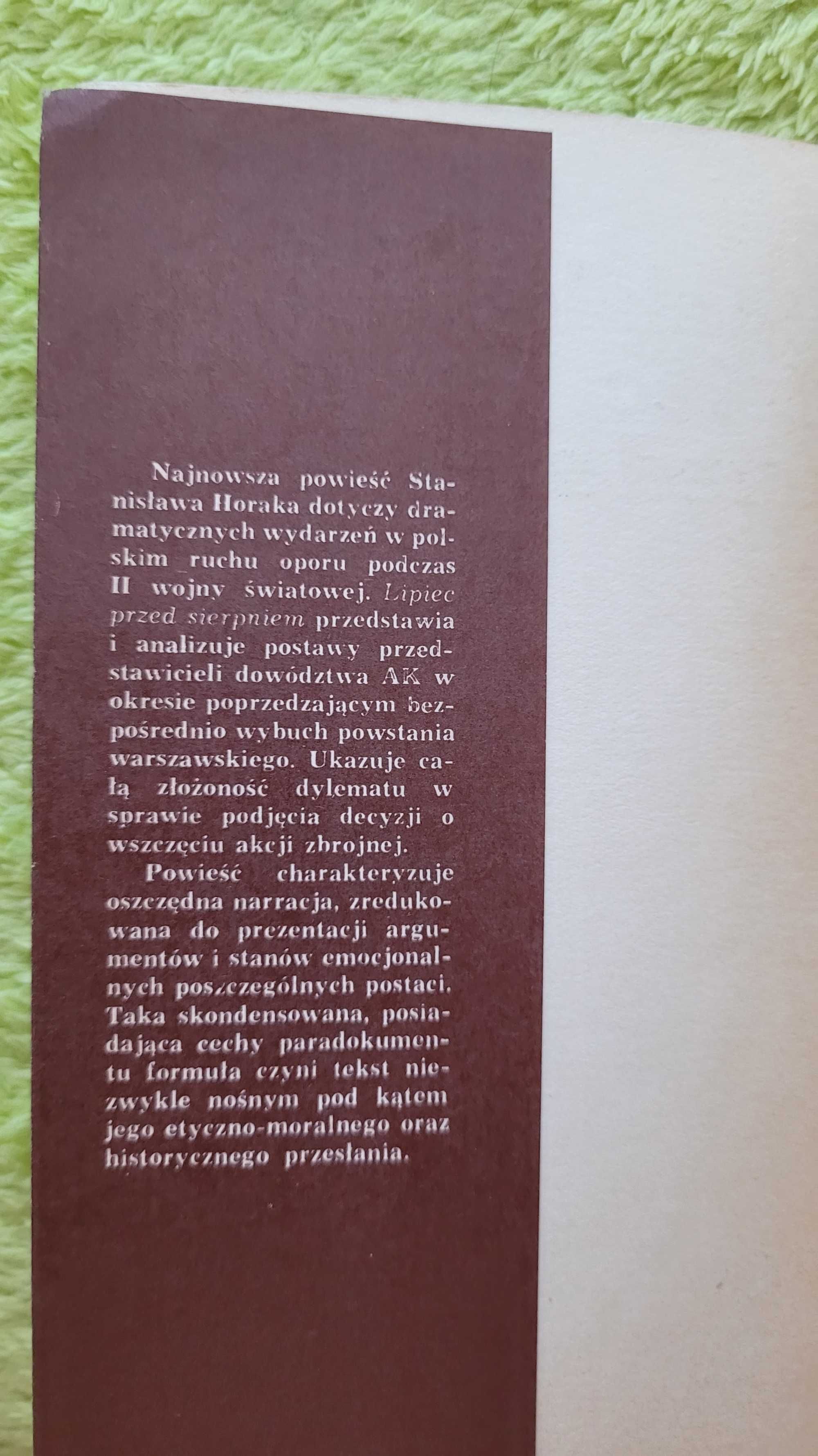 Książka: "Lipiec przed sierpniem", Stanisław Horak