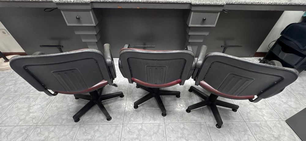 3 cadeiras corte cabeleireiro