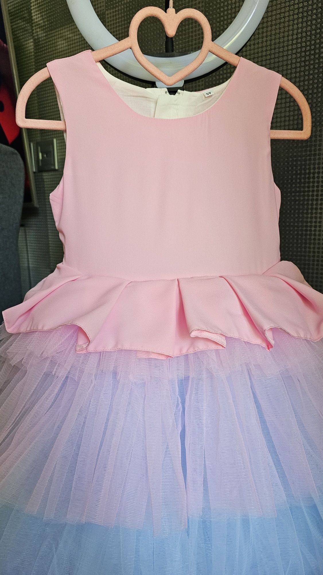 Дитяча святкова пишна рожево-блакитна сукня на 110 116 122 128 134