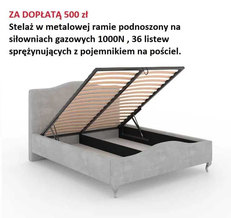 Łóżko tapicerowane Glamour 160x200 ze stelażem