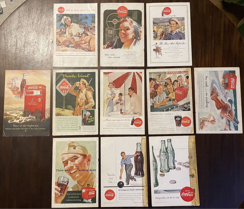 Coca cola oryginalne reklamy z USA ZESTAW