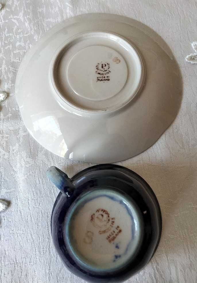 Kobaltowy  serwis  kawowy lata  50/60 . Porcelana Chodzież