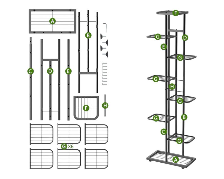 Kwietnik Metalowy na Kawiaty / Rośliny - Stojący Regał 140 cm